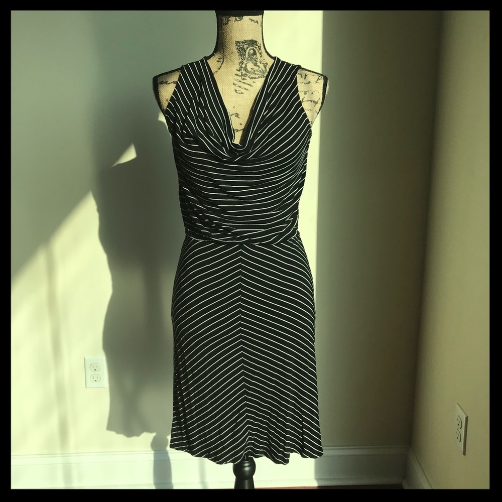 Joe Fresh Black/White Stripe Cowl Neck Dress